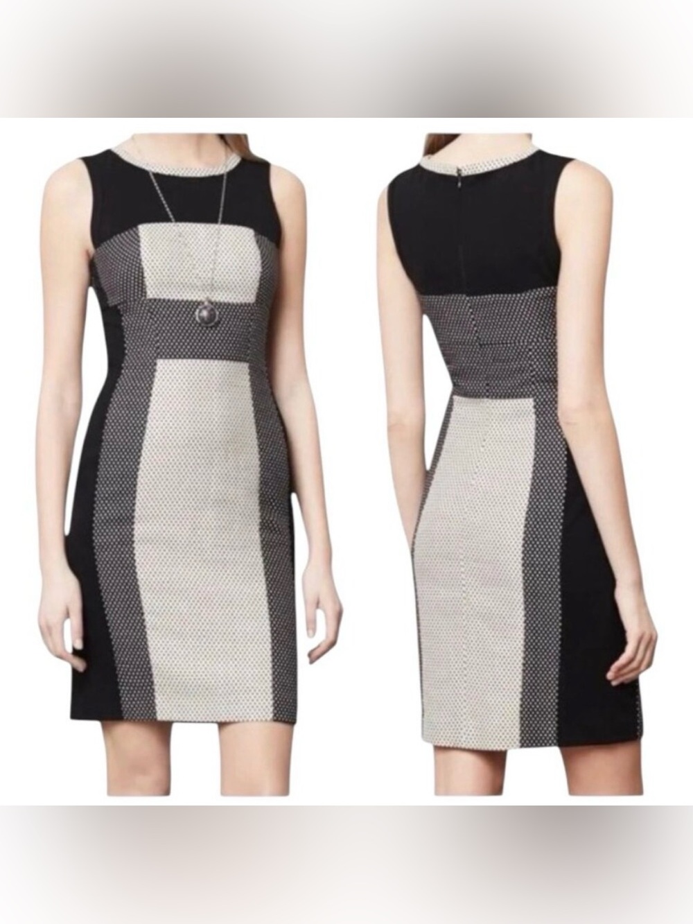 Anthropologie Yoana Baraschi Black and white polka dot Colorblock Midi Dress